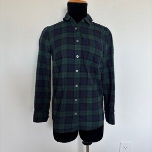 J. Crew Navy Green Plaid Flannel Button Up
